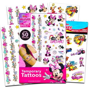 Disney Minnie Mouse Tattoos Party Favor Set - 50 Disney Temporary Tattoos Featuring Minnie Mouse, Mickey Mouse, Daisy Duck and More with Stickers and Album