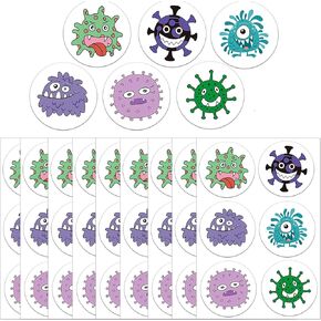 2.5 Inch Round Germ Dot Stickers Germs Labels Germ Stickers 120pcs