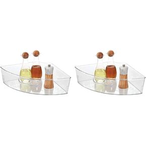 منظم القرص الدوار Lazy Susan من البلاستيك المعاد تدويره مقاس 1/4 بوصة من iDesign مع مقبض ومخزن وحمام ومساحة تخزين عامة والمزيد - 16.5 بوصة × 11 بوصة × 4 بوصة، شفاف