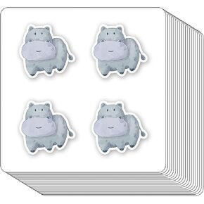 Cute Hippo Stickers 1in for Scrapbooking, Arts, Craft, Kids DIY, Calendars Journals 80-Pack