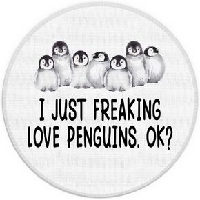 I Just Freaking Love Penguins OK Small Mouse Pad 7.9x7.9 Inches,Washable Round Cloth Mousepad for Office Laptop Computer,Non-Slip Rubber Base Mouse Pads for Wireless Mouse,Penguin Lovers Girls Gift