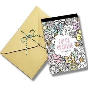 Stress Relieving Adult Coloring Books Color Therapy Stationery Cards Set, All Different 32 Coloring Postcards Including 10 Brown Kraft Envelopes Set, Greeting Note Cards and Envelopes Kit