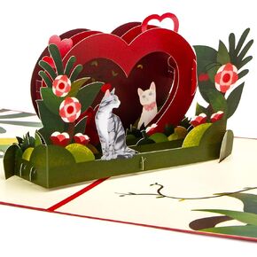 Ribbli Cat Pop Up Card for All Occasion, Anniversary Card, Birthday, Valentines Day Card, Romantic Love Card for Him Her Husband Wife Couple Parents Boyfriend Girlfriend, with Envelope