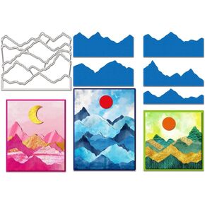 BENECREAT Layered Mountain Peaks Cutting Dies, Scenic Peaks Carbon Steel Embossing Tool Die Cuts Metal Templates for DIY Scrapbooking, Photo Album, Decorative Embossing