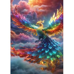 Phoenix Diamond Art Kits for Adults-HD Canvas DIY Diamond Painting Gifts for Men&Women or Gifts for Mom-DIY Crafts with Full Drill Gem for Home Decor & Room Decor