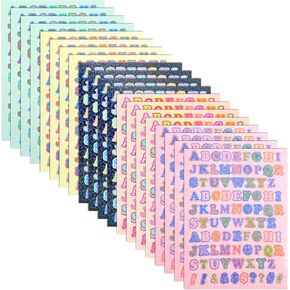 20 Sheets Colorful Letter Stickers Self Adhesive Alphabet Letter Stickers for DIY Scrapbooking Gifts Box Card Craft Office Decoration