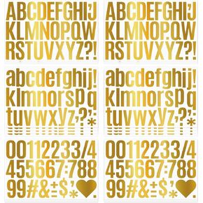 Gold Letter Stickers 6 Sheets, 2 Inch Vinyl Alphabet Stickers, Self Adhesive Letter Stickers, Mailbox Number Alphabet Stickers for Bulletin Board Kit Labels DIY Crafts Scrapbooking Art Making
