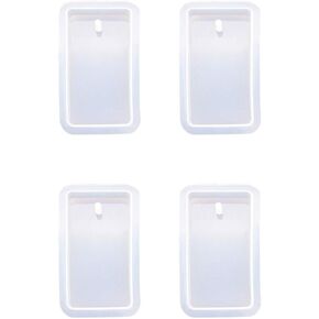 6 Pcs Silicone Keychain Mold Circle with Hole Keychain Charms Resin Molds Casting Molds for DIY Crafts Making Rectangle