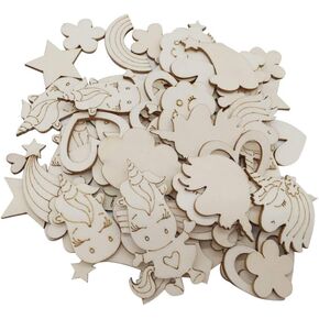TENDYCOCO 60pcs DIY Wooden Cutouts Hand Painting Rainbow Animal Various Design Wood Shapes Unfinished Blank Slices Ornament for Home (Mixed Style)