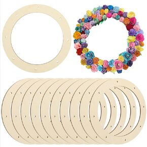 12 PCS 12 Inch Wooden Wreath Ring with Pre-Cut Holes, Versatile Unfinished Wood Wreath for Crafts, Easter, Home Decor, by GNIEMCKIN