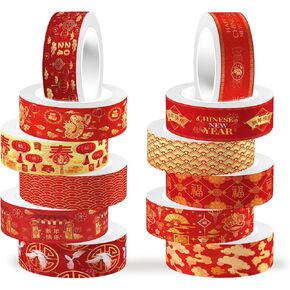 Spring Festival Washi Tape 12 Rolls Dragon Year Washi Tape Set Packing Tape Chinese New Year Washi Tape Decorative Tape in Kuwait