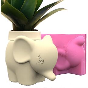 Little Elephant Concrete Flower Pot Silicone Mold Succulent Planter Vase Pen Holder Cement Clay Mold Plaster Epoxy Resin Mould