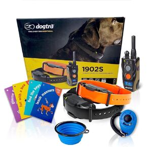 Dogtra 1902S Two Dog Remote Training Collar - 3/4 Mile Range, Rechargeable, Waterproof - Plus 1 iClick Training Card, Jestik Click Trainer - Value Bundle