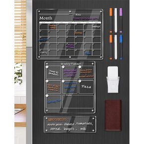 Acrylic Magnetic Monthly and Weekly Calendar for Fridge (Monthly and Weekly Calendar + Memo)