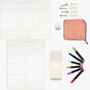 CUTE DUCK Acrylic Monthly and Weekly Planner for Wall - Dry Erase Calendar, Durable and Reusable, Acrylic Wall Calendar for Home Offices,6 Colorful Markers (16"x12" Inches)
