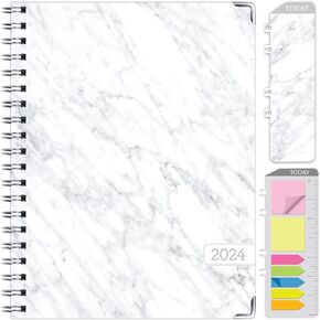 مخطط غلاف فني 2024: (نوفمبر 2023 حتى ديسمبر 2024) 8.5 بوصة × 11 بوصة مخطط يومي أسبوعي شهري وجدول أعمال سنوي. مجموعة إشارة مرجعية ومجلد جيب وملاحظات لاصقة (رخام رمادي) in Kuwait