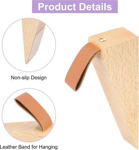uxcell Wood Door Stopper, Non-Slip Solid Wood Door Wedges Hanging Door Stopper for 0.2-1.4" Door Bottom Seam House Hotel Cabin in Saudi Arabia