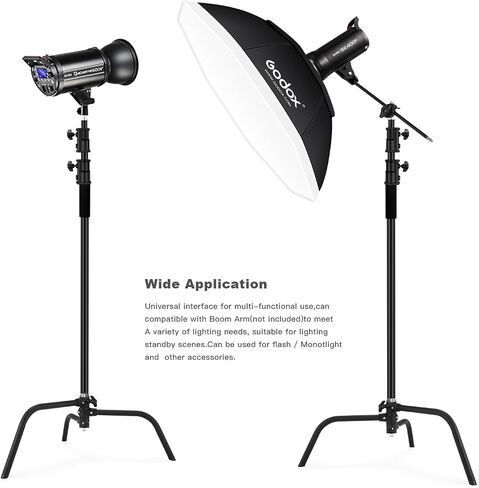 Soonpho 2 Packs Heavy Duty C-Stand Kit,Stainless Steel Photography Light Stand Base,Adjustable 5-10.8 feet Sturdy Tripod for Studio Softbox, Monolights, Reflector, Umbrella in Saudi Arabia