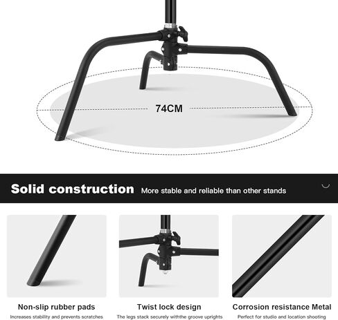 Soonpho 2 Packs Heavy Duty C-Stand Kit,Stainless Steel Photography Light Stand Base,Adjustable 5-10.8 feet Sturdy Tripod for Studio Softbox, Monolights, Reflector, Umbrella in Saudi Arabia