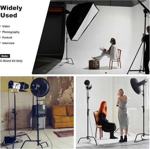 Soonpho 2 Packs Heavy Duty C-Stand Kit,Stainless Steel Photography Light Stand Base,Adjustable 5-10.8 feet Sturdy Tripod for Studio Softbox, Monolights, Reflector, Umbrella in Saudi Arabia