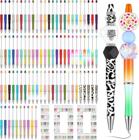 Qilery 100 Pcs Plastic Beadable Pens Kit 55 Kinds Shell Colors Black Ink Cool Bead Ballpoint Assorted Cute Beaded Pens for Students Kids Teacher DIY School Graduation Office Bridal Gift Supplies in Saudi Arabia
