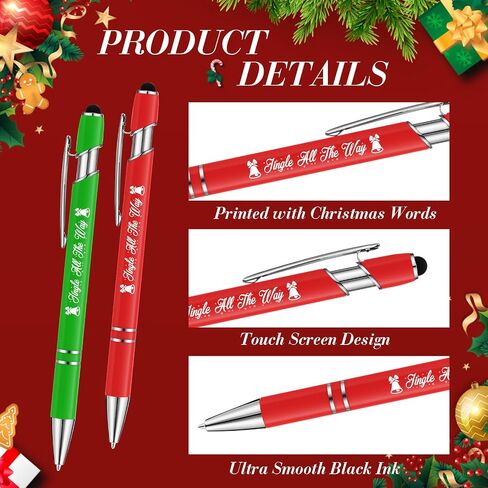 Yeaqee 24 Pcs Christmas Ballpoint Pens with Black Ink Stylus Tip Novelty Funny Pens with Greeting Quotes for Coworkers Christmas Office(Dark Red, Dark Green, Gold) in Saudi Arabia
