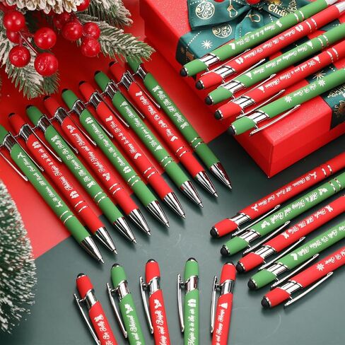 Yeaqee 24 Pcs Christmas Ballpoint Pens with Black Ink Stylus Tip Novelty Funny Pens with Greeting Quotes for Coworkers Christmas Office(Dark Red, Dark Green, Gold) in Saudi Arabia