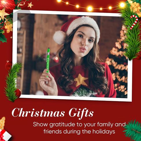 Yeaqee 24 Pcs Christmas Ballpoint Pens with Black Ink Stylus Tip Novelty Funny Pens with Greeting Quotes for Coworkers Christmas Office(Dark Red, Dark Green, Gold) in Saudi Arabia