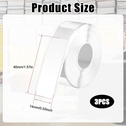 480pcs/3 Rolls Label Printer Tapes for Phomemo D30, 14x40mm Thermal Paper Self-Adhesive Label Waterproof Labeling Stickers for Office School Home (White) in Saudi Arabia