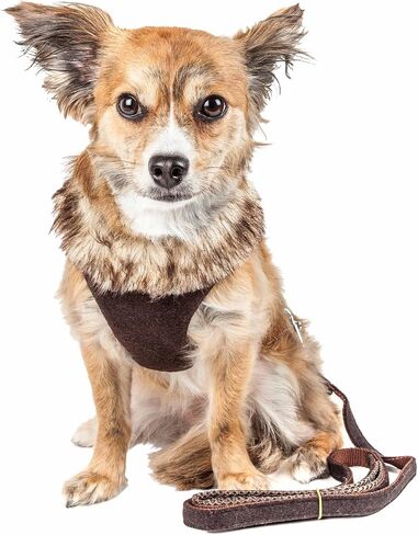 Pet Life ® Luxe Collection Furracious 2-in-1 Adjustable Fashion Dog Harness and Leash with Removable Fur Dog Collar - Designer Pet Harness is Reversed with Comfortable Mesh in Saudi Arabia
