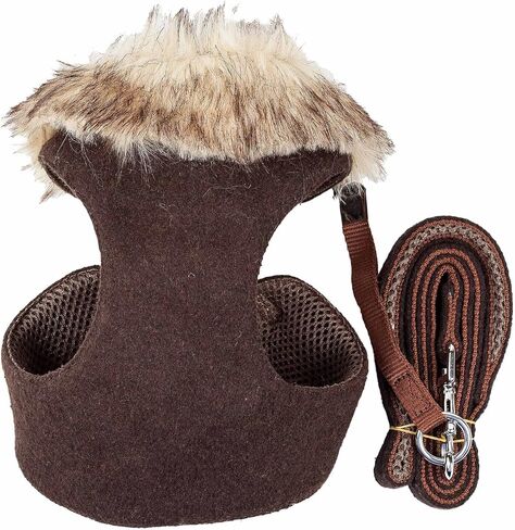 Pet Life ® Luxe Collection Furracious 2-in-1 Adjustable Fashion Dog Harness and Leash with Removable Fur Dog Collar - Designer Pet Harness is Reversed with Comfortable Mesh in Saudi Arabia