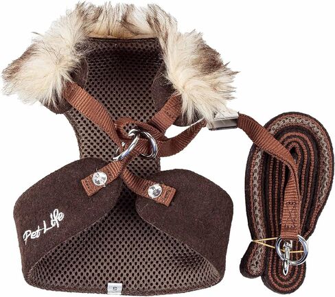 Pet Life ® Luxe Collection Furracious 2-in-1 Adjustable Fashion Dog Harness and Leash with Removable Fur Dog Collar - Designer Pet Harness is Reversed with Comfortable Mesh in Saudi Arabia