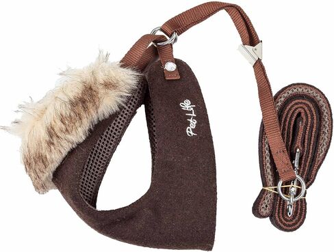 Pet Life ® Luxe Collection Furracious 2-in-1 Adjustable Fashion Dog Harness and Leash with Removable Fur Dog Collar - Designer Pet Harness is Reversed with Comfortable Mesh in Saudi Arabia