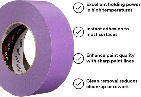 3M 501+ High Temperature Masking Tape, Purple, 1.89 in x 2.15 in – Strong Holding Power for Automotive, Specialty Vehicle and Industrial Markets in Saudi Arabia