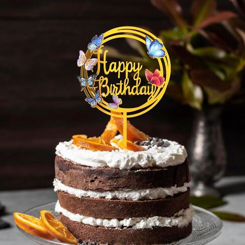 10 قطع من أعلى الكعكة الذهبية لعيد الميلاد السعيد، أغطية كعكة من زهرة الأكريليك الملونة، زينة كب كيك عيد ميلاد سعيد ملونة مقاس 15 سم، مستلزمات تزيين كعكة عيد الميلاد على شكل فراشة in Saudi Arabia