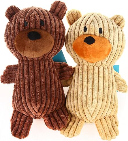 HK Hund & Katt Plush Squeaky Teddy Bear Toy for Dogs, Corduroy, 11.8 inches, Pack of 2 in Saudi Arabia