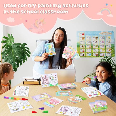 12 قطعة من دفاتر التلوين الصغيرة من BenLouis، مجموعة هدايا للحفلات للأطفال وحفلات قوس قزح للفتيات وحفلات عيد ميلاد وحيد القرن وحقيبة هدايا ومستلزمات حشو الأنشطة in Kuwait