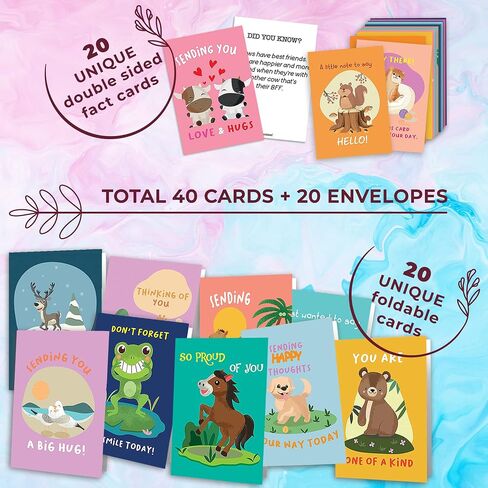 Hat Acrobat Thinking of You Cards with Envelopes - 20 Uniquely Designed Just Because Cards with Fact Cards to Send to Stay in Touch with Family, Friends, Colleagues, Students (40) in Saudi Arabia