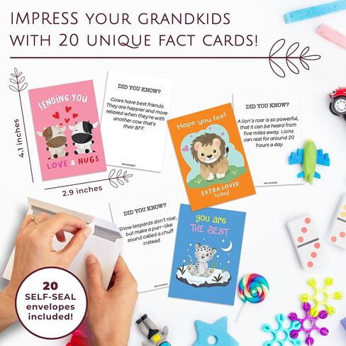 Hat Acrobat Thinking of You Cards with Envelopes - 20 Uniquely Designed Just Because Cards with Fact Cards to Send to Stay in Touch with Family, Friends, Colleagues, Students (40) in Saudi Arabia