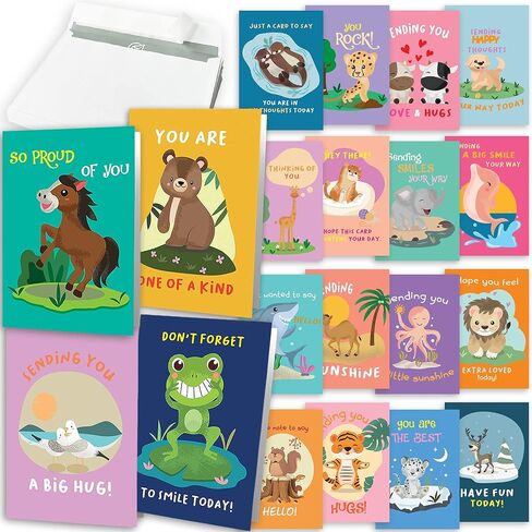 Hat Acrobat Thinking of You Cards with Envelopes - 20 Uniquely Designed Just Because Cards with Fact Cards to Send to Stay in Touch with Family, Friends, Colleagues, Students (40) in Saudi Arabia