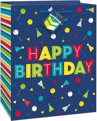 حقيبة هدايا كبيرة باللون الأزرق من Peppy Day - مقاس 12 بوصة × 10 بوصة (قطعة واحدة) - مادة ورقية نابضة بالحياة - ممتازة لحفلات أعياد الميلاد والاحتفالات in Saudi Arabia