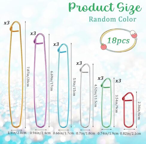 18 PCS Knitting Stitch Holder, 6 Size Yarn Stitch Holder Set for Crochet Knitting Needle, Aluminum Yarn Stitch Holders Practical Knitting Crochet Tools for Knitting Notions or Crochet, Colorful in Saudi Arabia