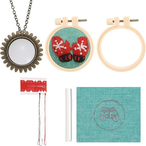 PATIKIL Embroidery Necklace Kit, Embroidery Kit for Beginners Cross Stitch Kits for Beginners Embroidery Kits Small Pendant Hand Crafts for Adults Women Gift DIY Jewelry Making, Flower in Saudi Arabia