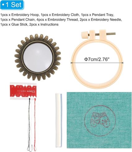 PATIKIL Embroidery Necklace Kit, Embroidery Kit for Beginners Cross Stitch Kits for Beginners Embroidery Kits Small Pendant Hand Crafts for Adults Women Gift DIY Jewelry Making, Flower in Saudi Arabia