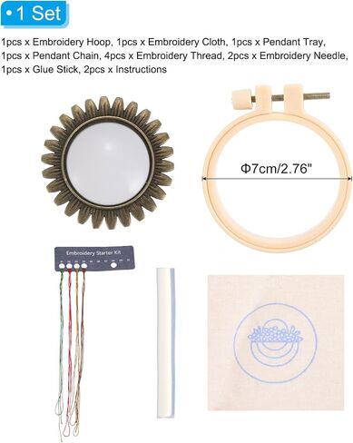 PATIKIL Embroidery Necklace Kit, Embroidery Kit for Beginners Cross Stitch Kits for Beginners Embroidery Kits Small Pendant Hand Crafts for Adults Women Gift DIY Jewelry Making, Flower in Saudi Arabia