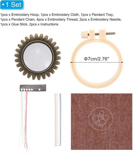 PATIKIL Embroidery Necklace Kit, Embroidery Kit for Beginners Cross Stitch Kits for Beginners Embroidery Kits Small Pendant Hand Crafts for Adults Women Gift DIY Jewelry Making, Flower in Saudi Arabia