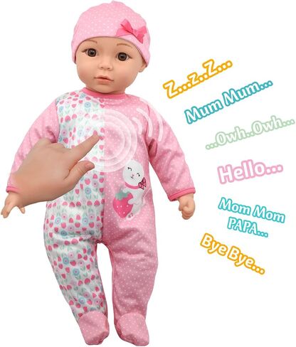 Little Darlings: 19" Cuddle Baby - Pink Kitty - Talking Baby Doll Set w/Accessories, Makes 6 Different Baby Sounds in Saudi Arabia