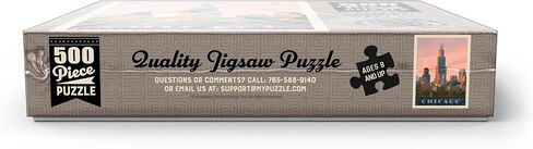 MyPuzzle Chicago Skyline: بحيرة ميشيغان، ملصق عتيق - أحجية الصور المقطوعة الممتازة المكونة من 500 قطعة للبالغين in Saudi Arabia