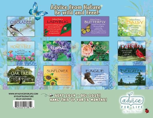 Advice from Nature 2025 Wall Calendar, 16-Month Calendar with Inspirational Nature Art, 18x12 Inches, Printed on Replanted Paper CADV2025 in Saudi Arabia