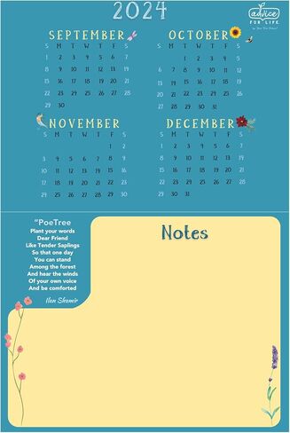 Advice from Nature 2025 Wall Calendar, 16-Month Calendar with Inspirational Nature Art, 18x12 Inches, Printed on Replanted Paper CADV2025 in Saudi Arabia